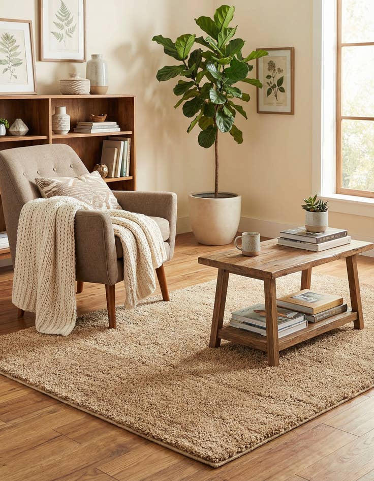 Detail image of 5' 3 x 7' 7 Solid Frieze Rug