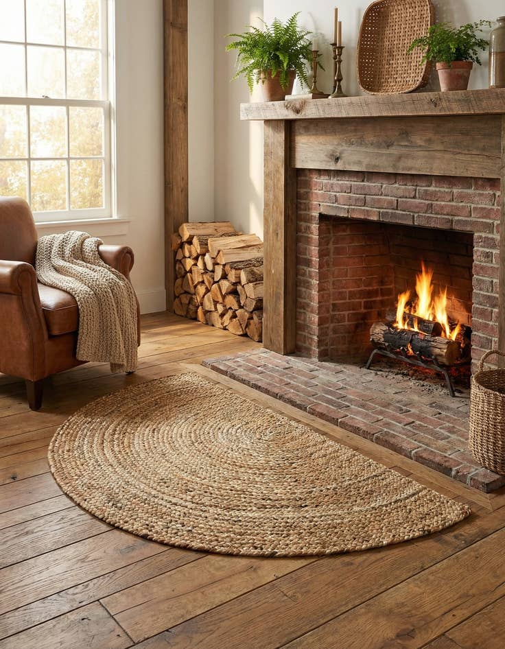 Detail image of 2' 2 x 3' 7  Hand Braided Jute Hearth Rug