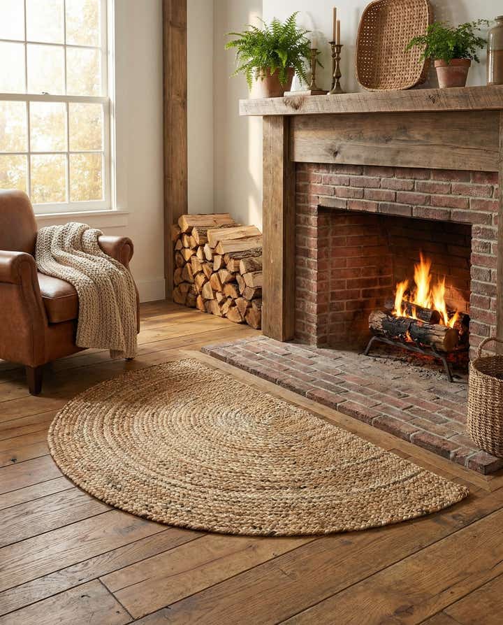 65cm x 110cm Handgefertigt Braided Jute Kamin Teppich