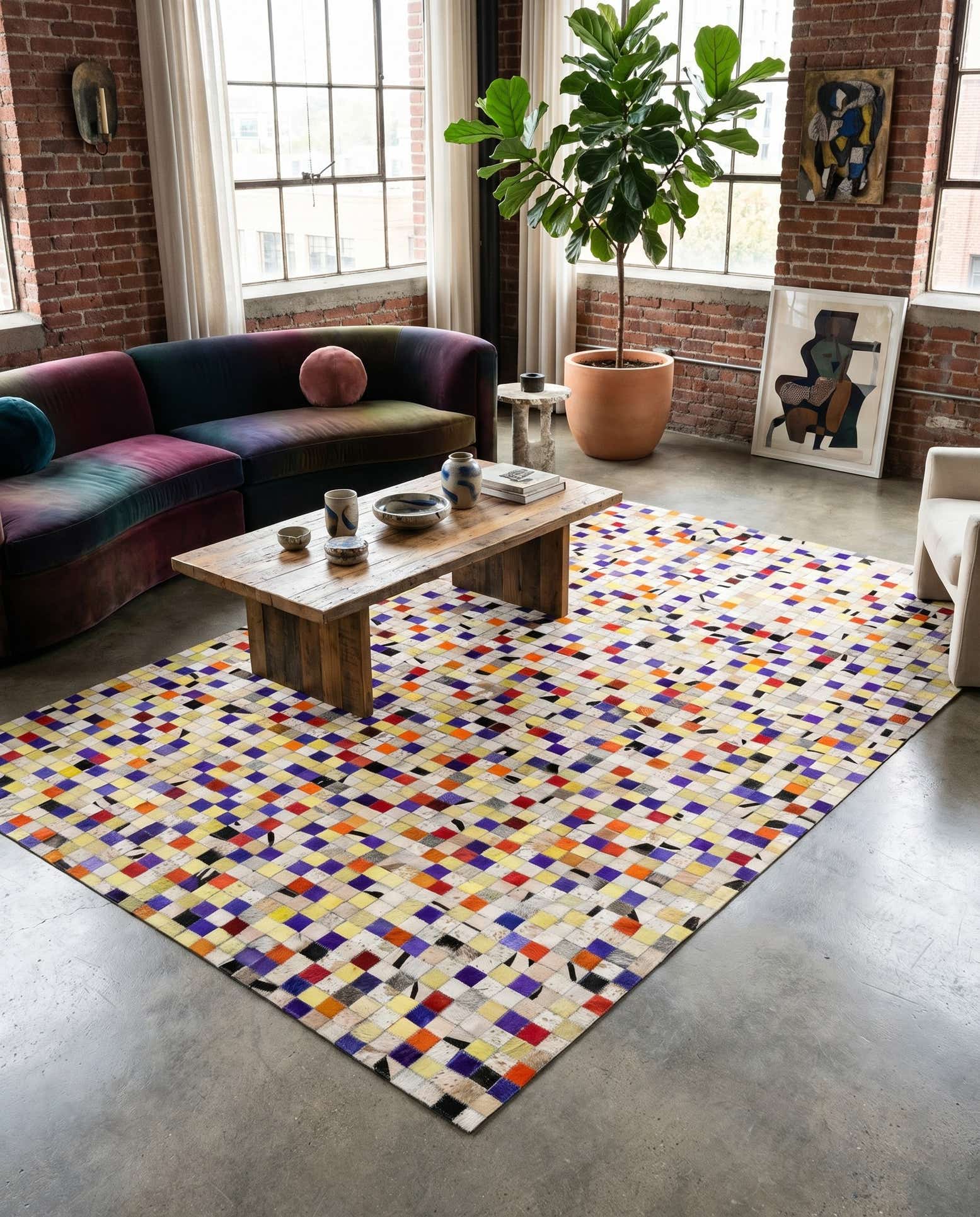 5' 1 x 8' Cowhide - Patchwork Rug