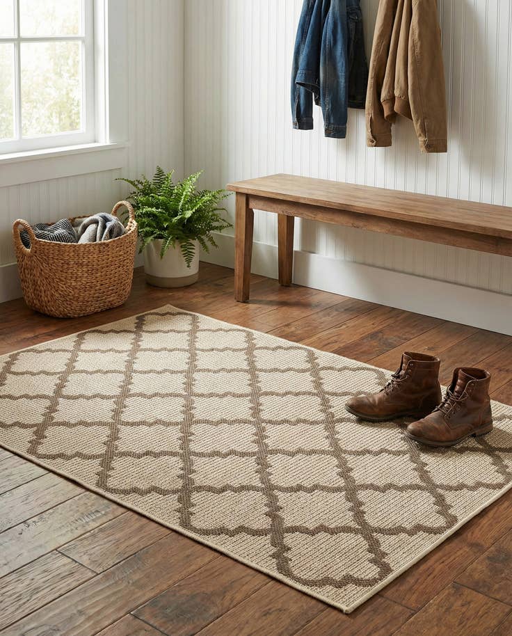 Detail image of 3' 3 x 5' Easy-Clean Trellis Indoor / Outdoor Rug
