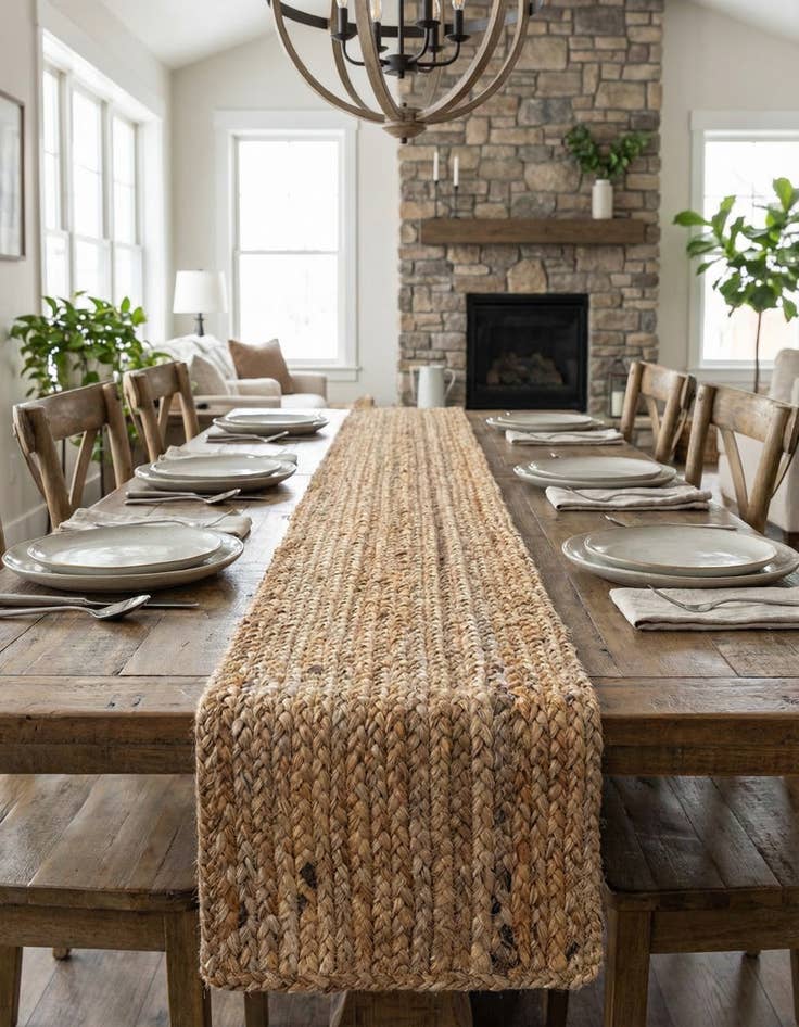 Detail image of 1' 2 x 8' Handmade Braided Jute Table Runner Rug