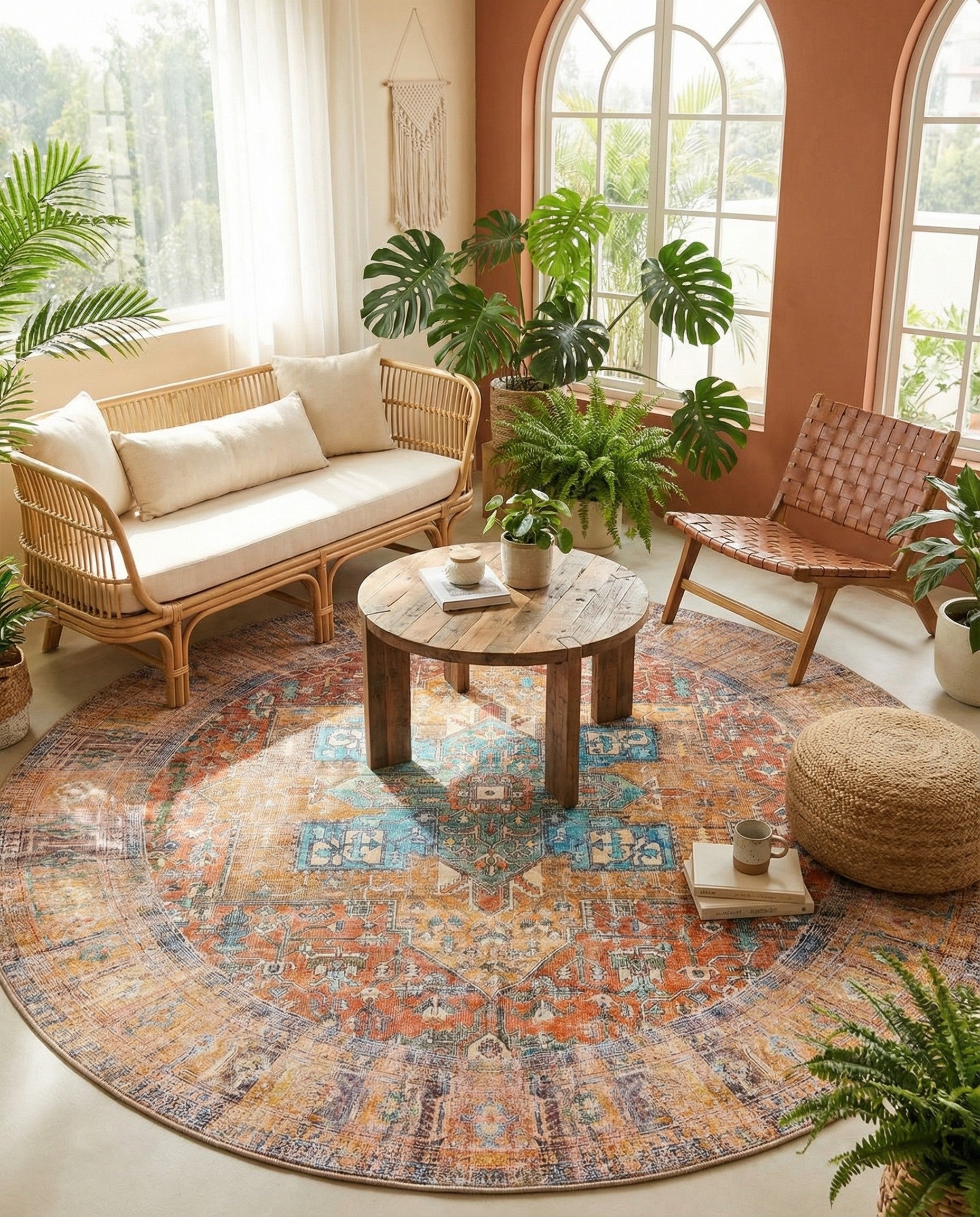 7' 7 x 7' 7 Washable Timeless Round Rug