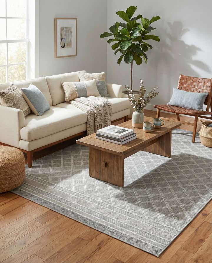 7' 1 x 10' Easy-Clean Lattice Indoor / Outdoor Rug