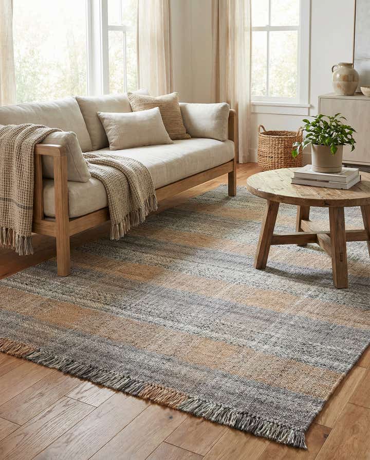 6' 1 x 9' Easy-Clean Eco Plaid Washable Indoor / Outdoor Rug