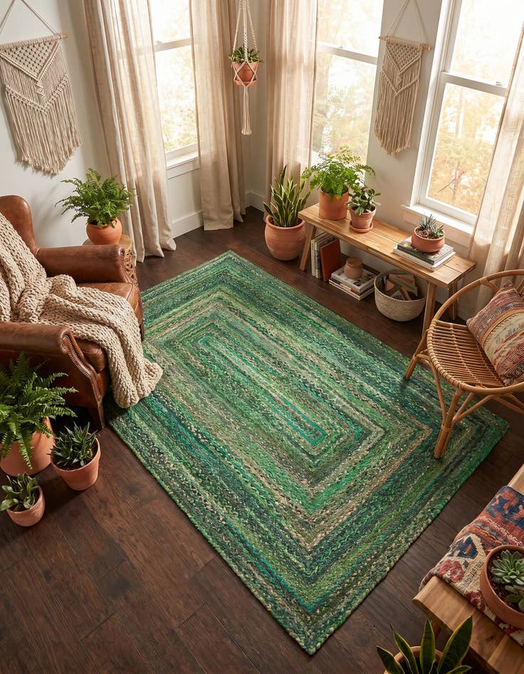 Detail image of 5' 1 x 8' Handmade Braided Chindi Rug
