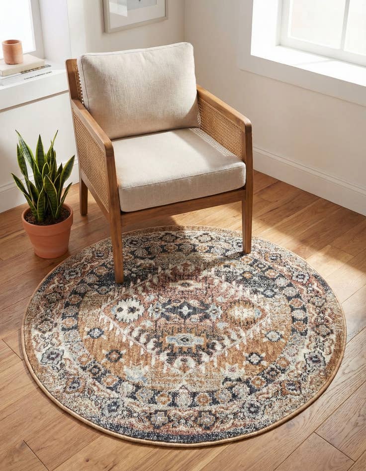 Detail image of 3' 3 x 3' 3 Eco Southwestern Round Rug