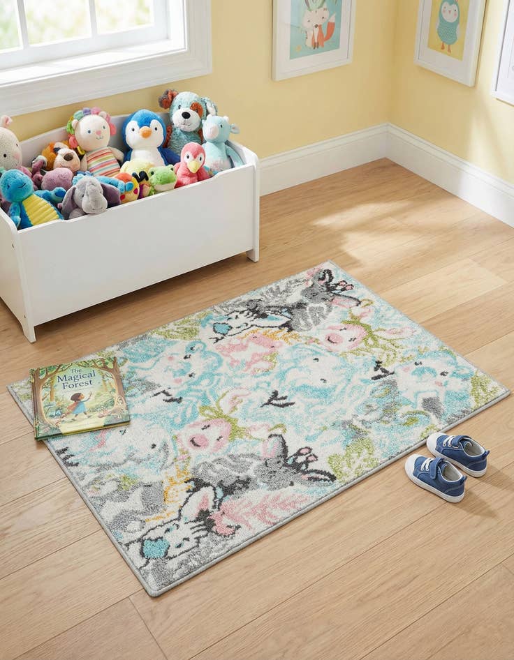 Detail image of 2' 2 x 3' Animals Whimsy Kids Rug