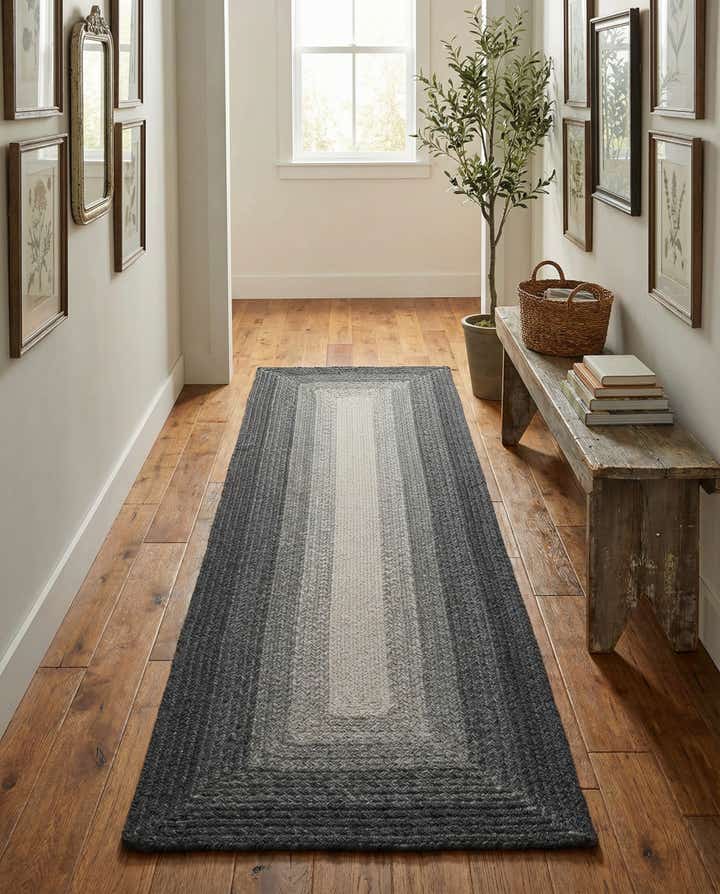 2' x 6' 1 Handmade Hand Braided Wool Runner Rug
