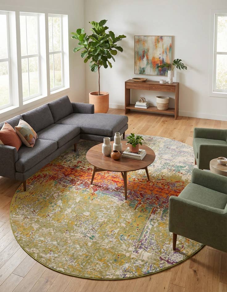 Detail image of 8' x 10'  Washable Modern Indoor / Outdoor Oval Rug