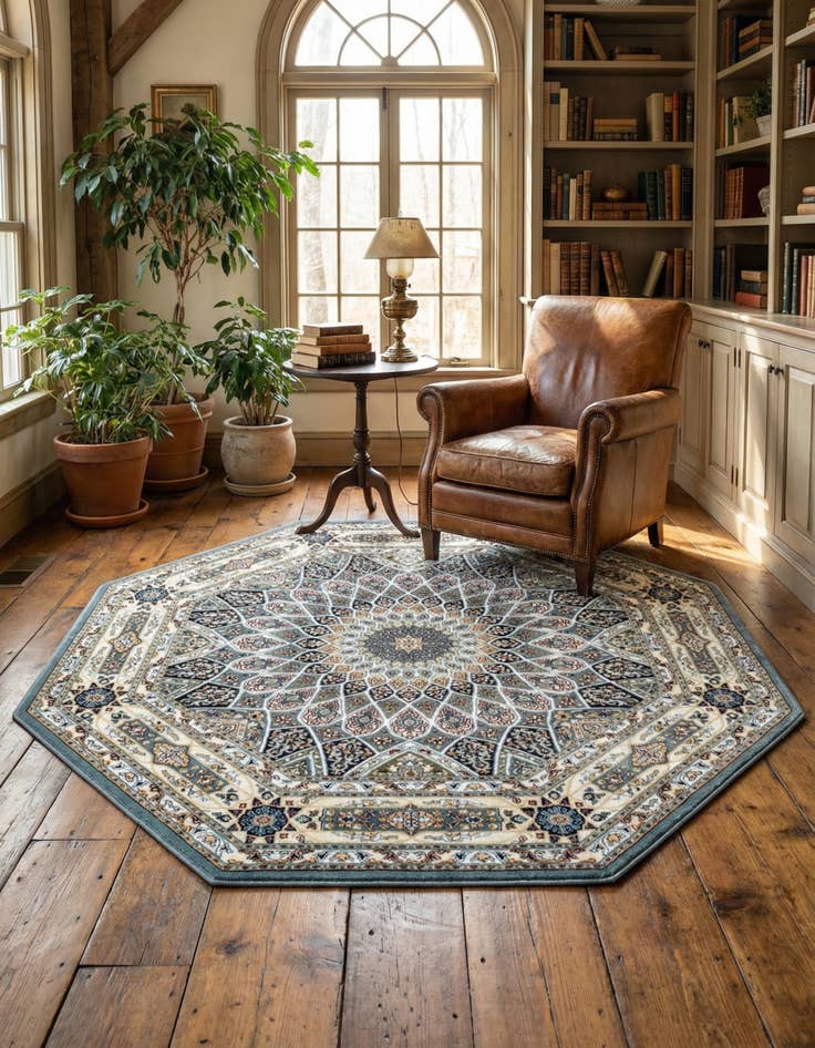 Detail image of 6' x 6' Nain Design Octagon Rug
