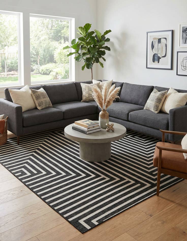 Detail image of 10' x 10'  Washable Modern Indoor / Outdoor Square Rug