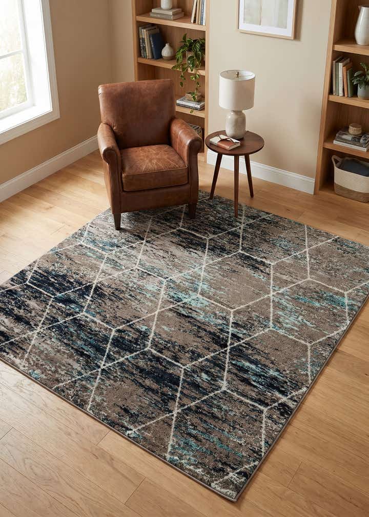 6' x 6' Lattice Frieze Square Rug
