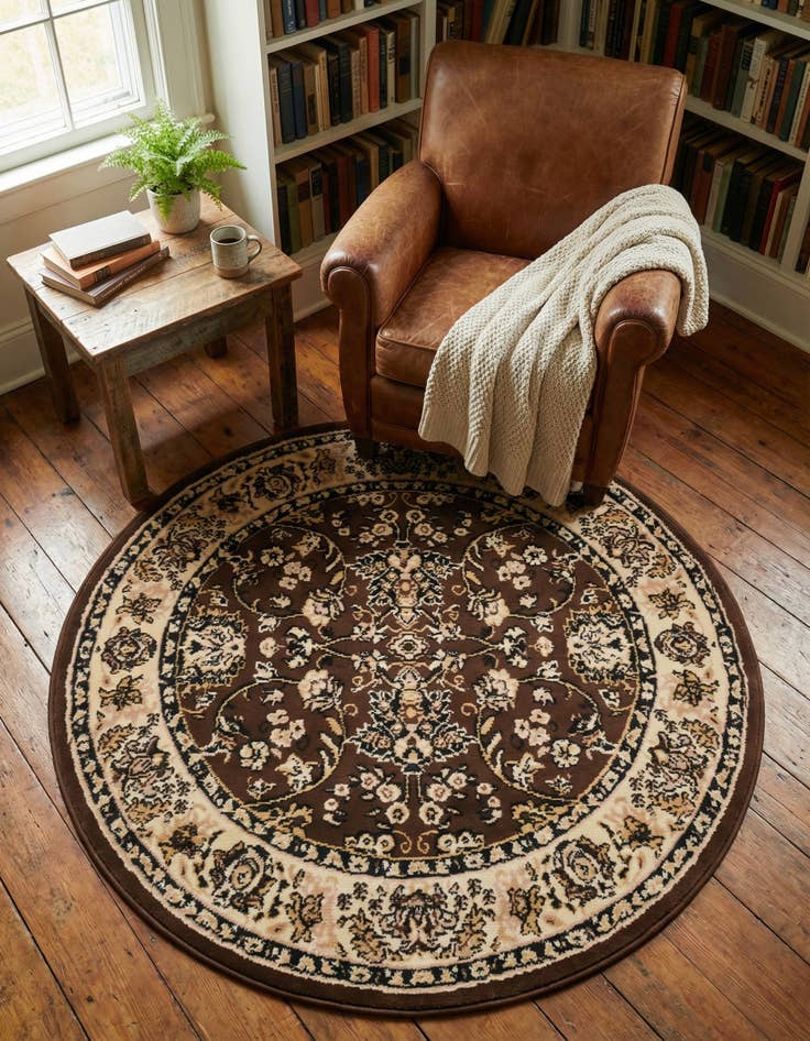 Detail image of 4' x 4' Kashan Design Round Rug
