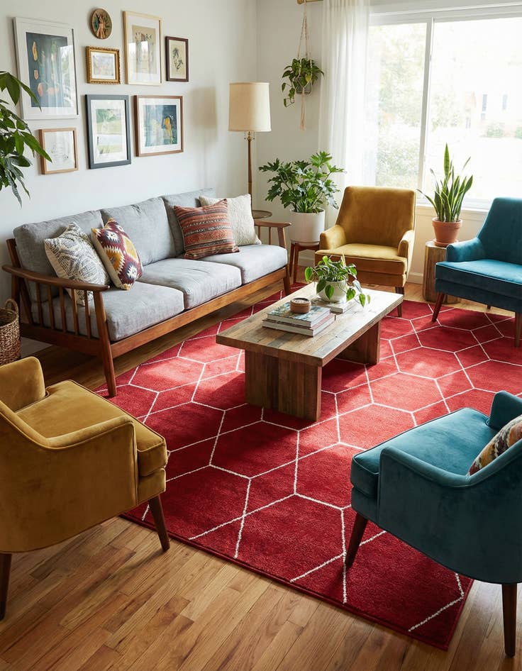 Detail image of  7' 10 x 11' Lattice Frieze Rug