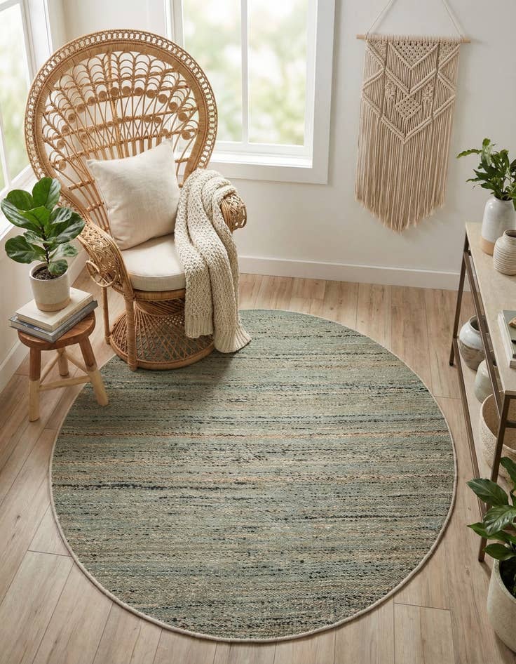 Detail image of 5' 3 x 5' 3 Hand Woven Palm Beach Jute Round Rug