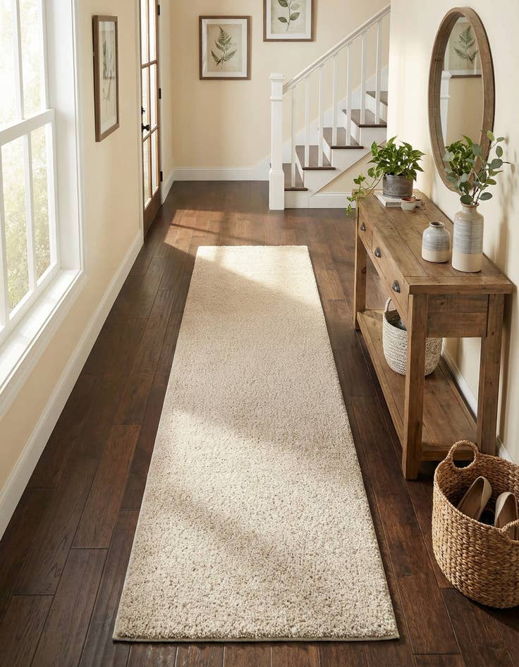 Detail image of 2' 7 x 12' Solid Frieze Runner Rug