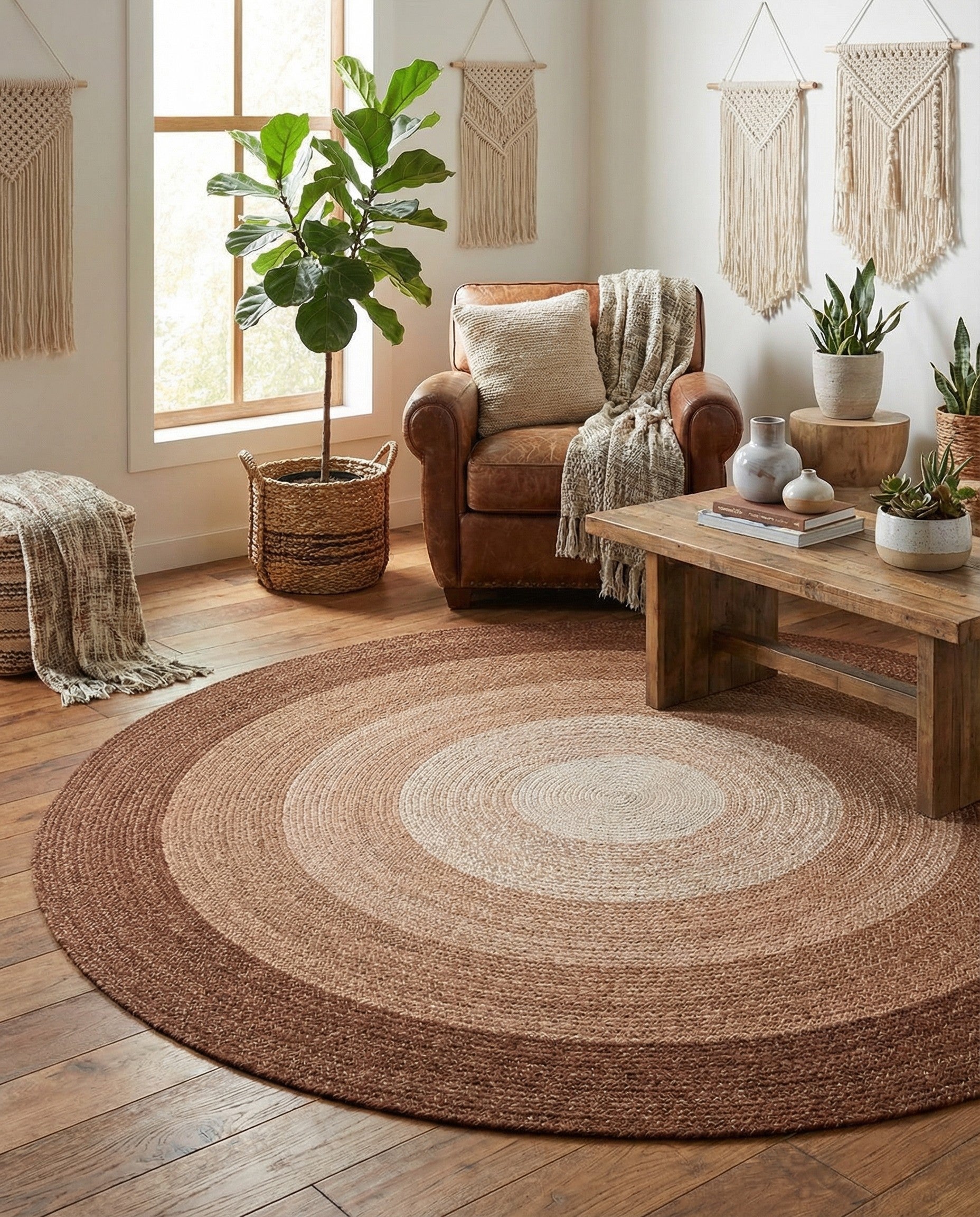 7' 10 x 7' 10 Hand Braided Wool Round Rug