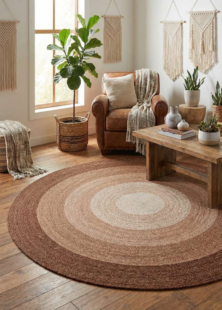 7' 10 x 7' 10 Hand Braided Wool Round Rug