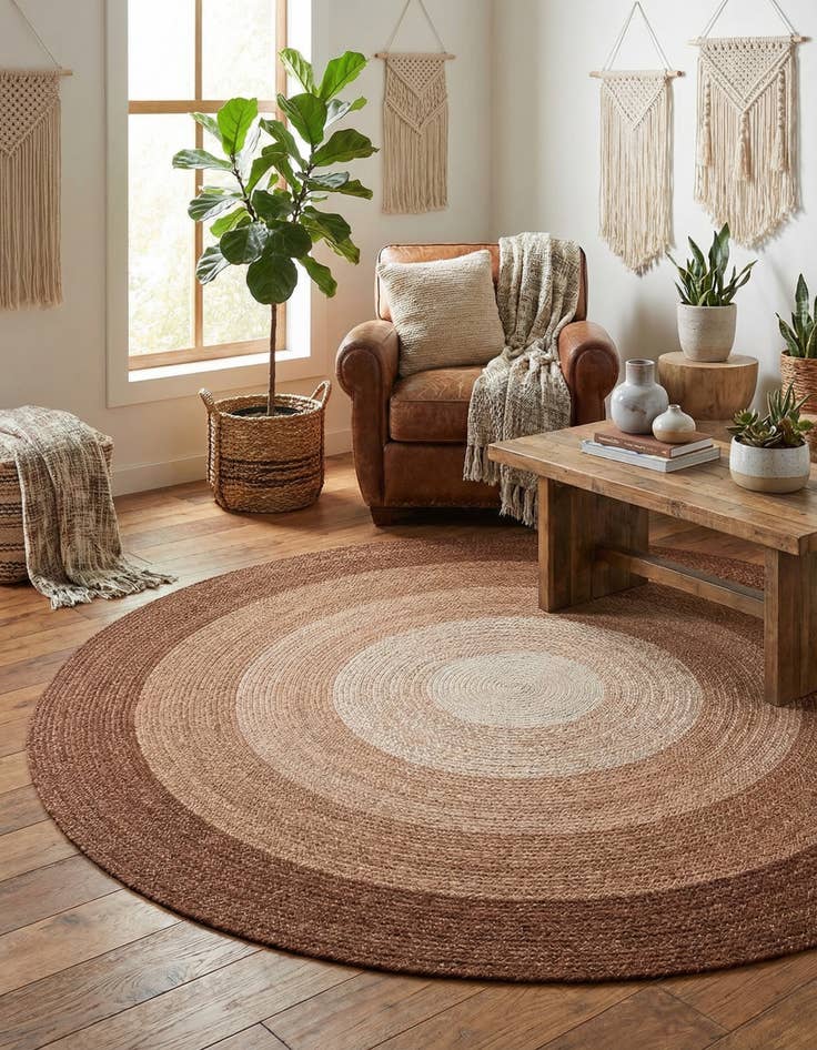 Detail image of 7' 10 x 7' 10 Hand Braided Wool Round Rug