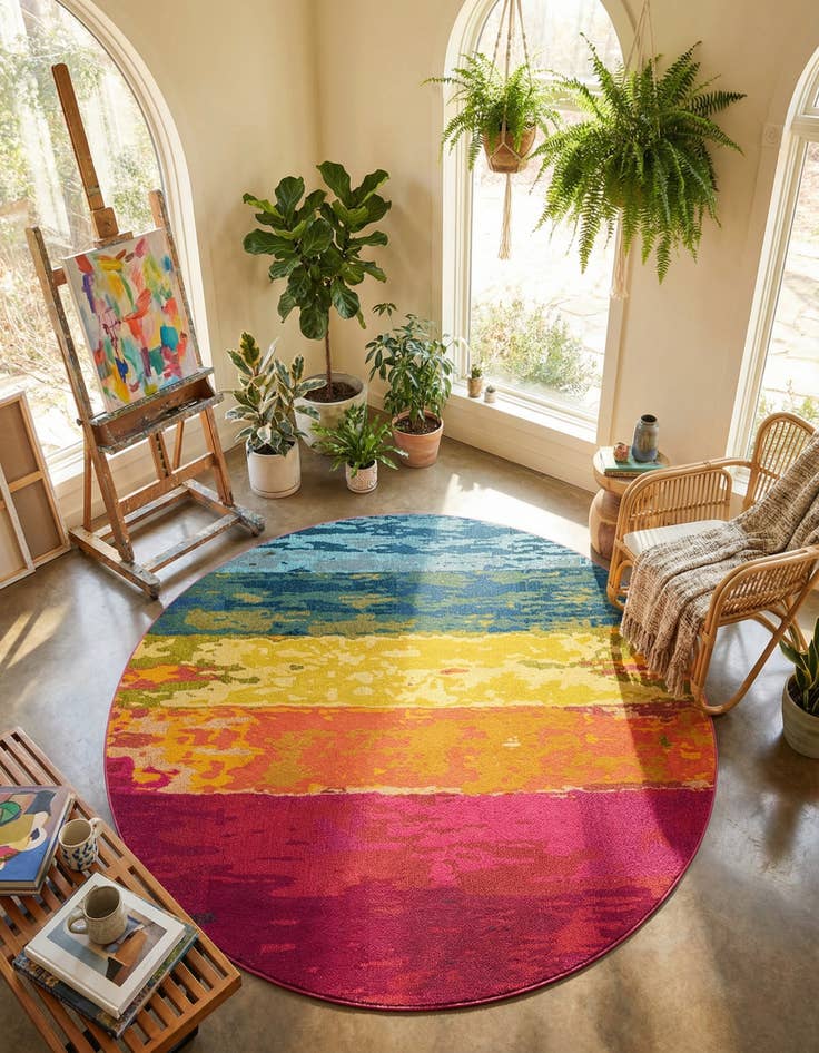 Detail image of 8' x 8' Washable Hyacinth Round Rug