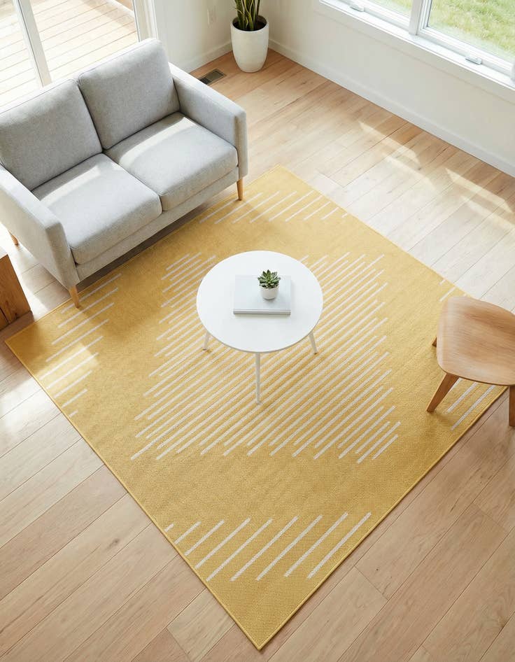 Detail image of 5' 3 x 5' 3 Washable Modern Indoor / Outdoor Square Rug