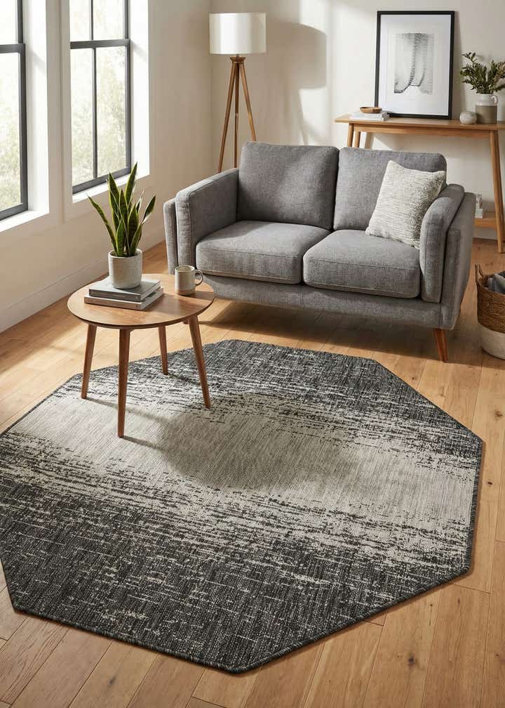 5' 3 x 5' 3 Easy-Clean Modern Indoor / Outdoor Octagon Rug
