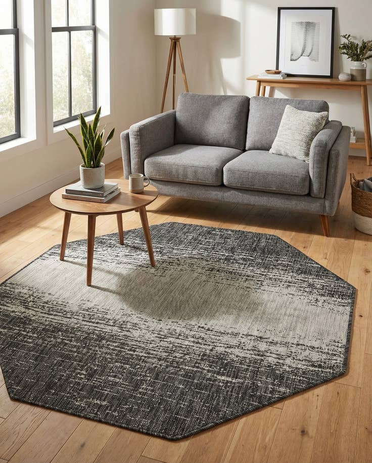 Detail image of 5' 3 x 5' 3 Easy-Clean Modern Indoor / Outdoor Octagon Rug