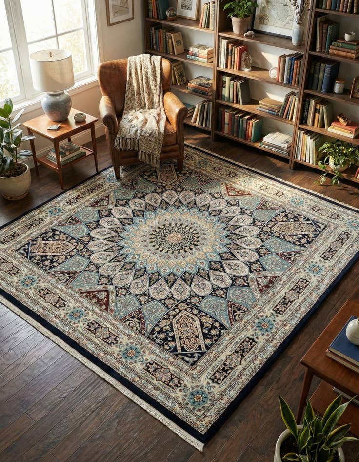 Detail image of  6' x 6' Nain Design Square Rug