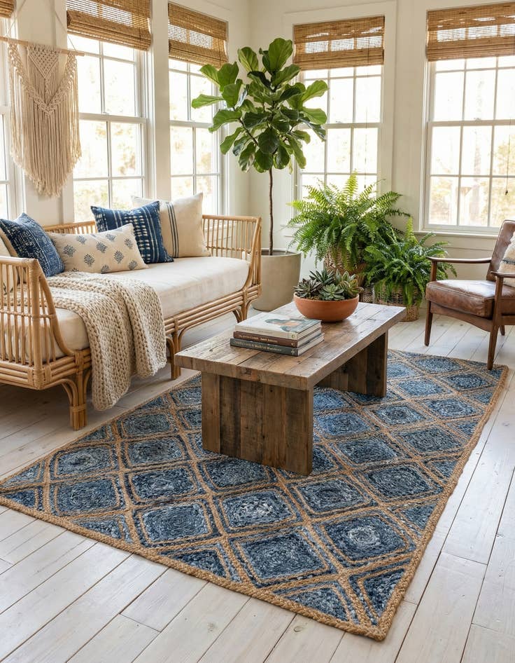 Detail image of 5' 1 x 8' Handmade Braided Jute Rug