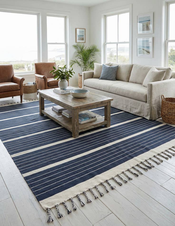 Detail image of 10' x 10'  Hand Woven Chindi Cotton Square Rug