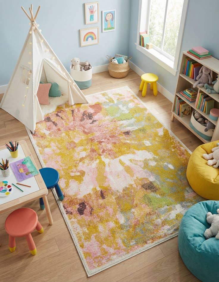 Detail image of 4' 1 x 6' 1 Abstract Whimsy Kids Rug