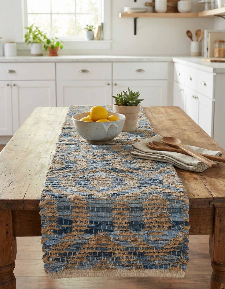 Detail image of 1' 2 x 5' Chindi Jute Table Runner Rug