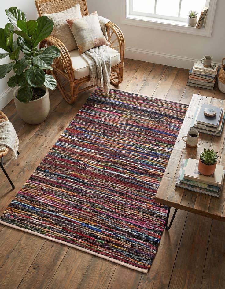 Detail image of 4' 1 x 6' 1  Hand Woven Chindi Cotton Rug