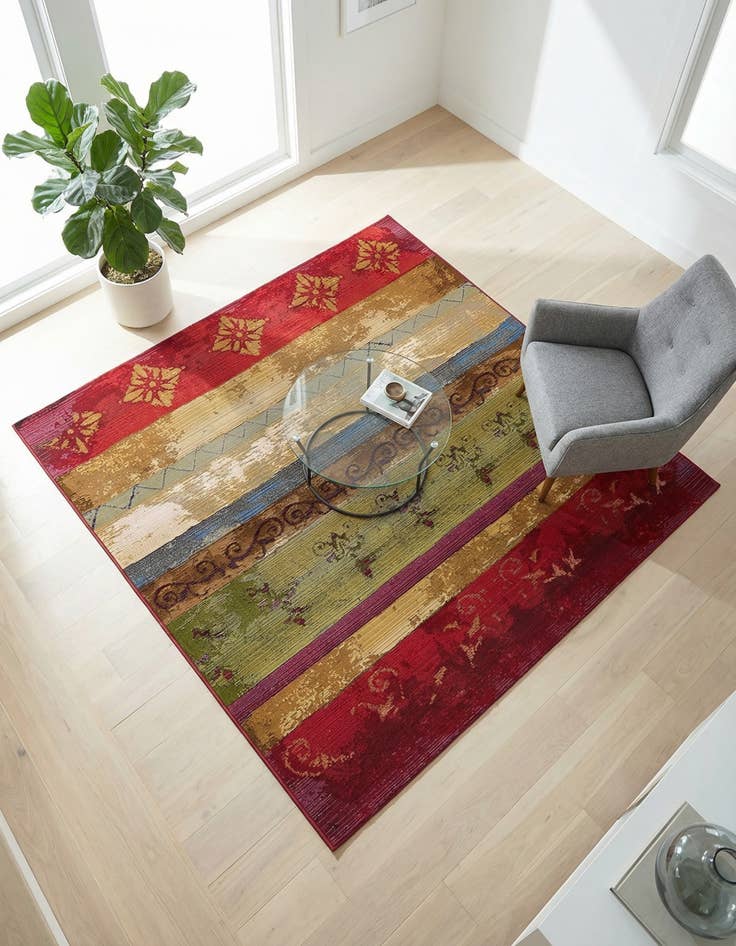 Detail image of 6' x 6' Washable Modern Indoor / Outdoor Square Rug