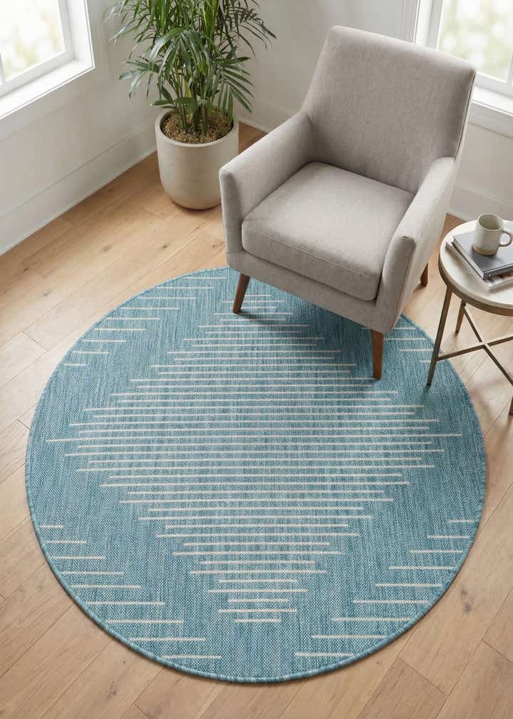 4' x 4' Easy-Clean Modern Indoor / Outdoor Round Rug