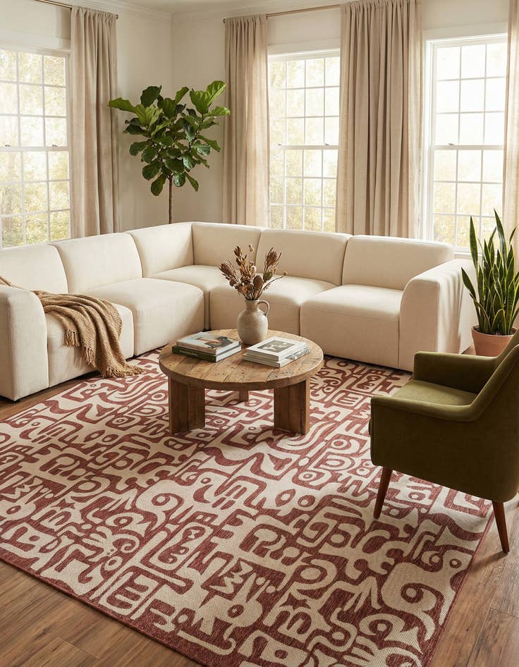 Detail image of 13' x 13'  Washable Modern Indoor / Outdoor Square Rug