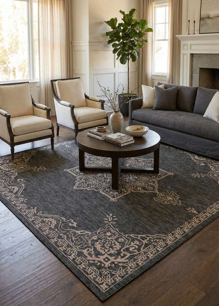 10' x 10' Easy-Clean Traditional Indoor / Outdoor Square Rug