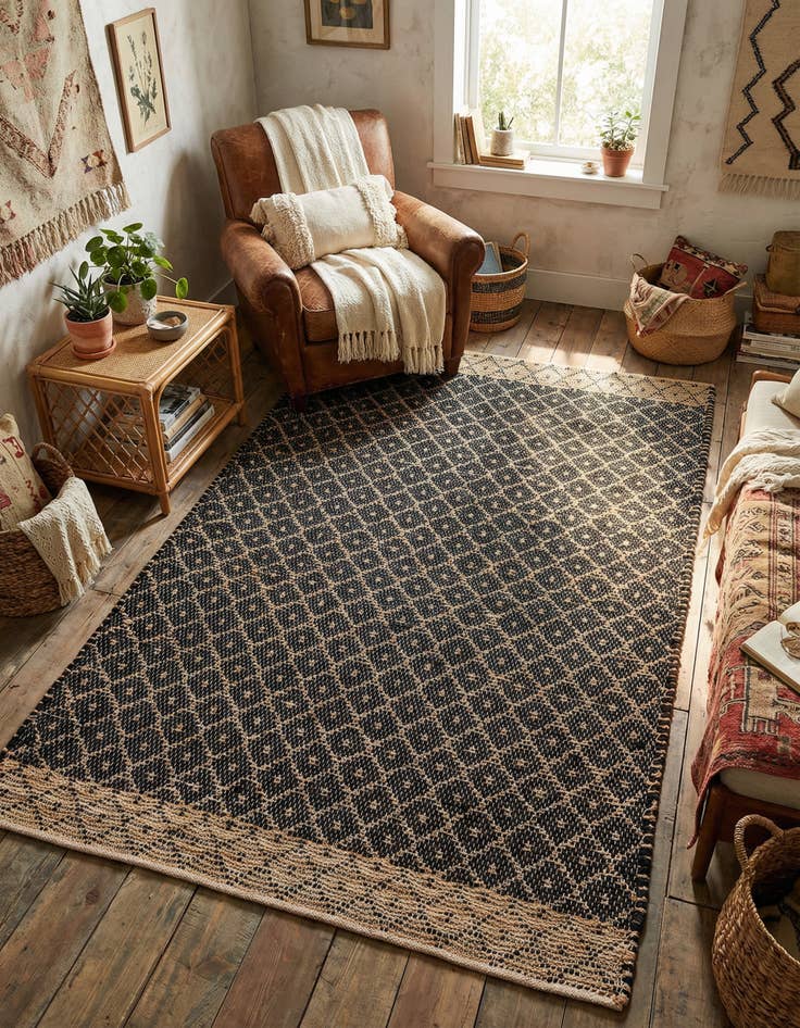 Detail image of 5' 1 x 8' Hand Woven Chindi Trellis Rug