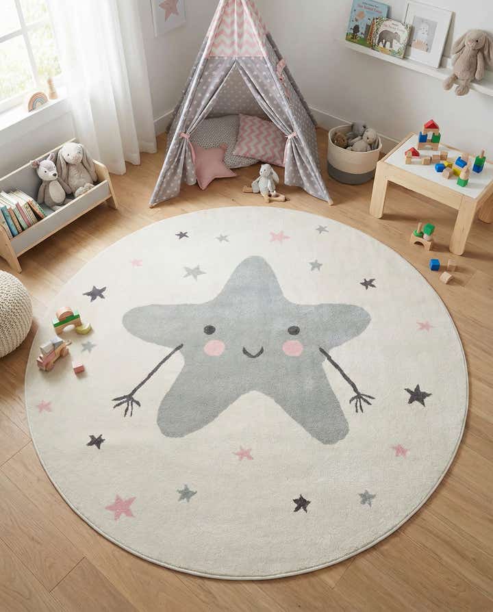 7' 10 x 7' 10 Star Whimsy Kids Round Rug