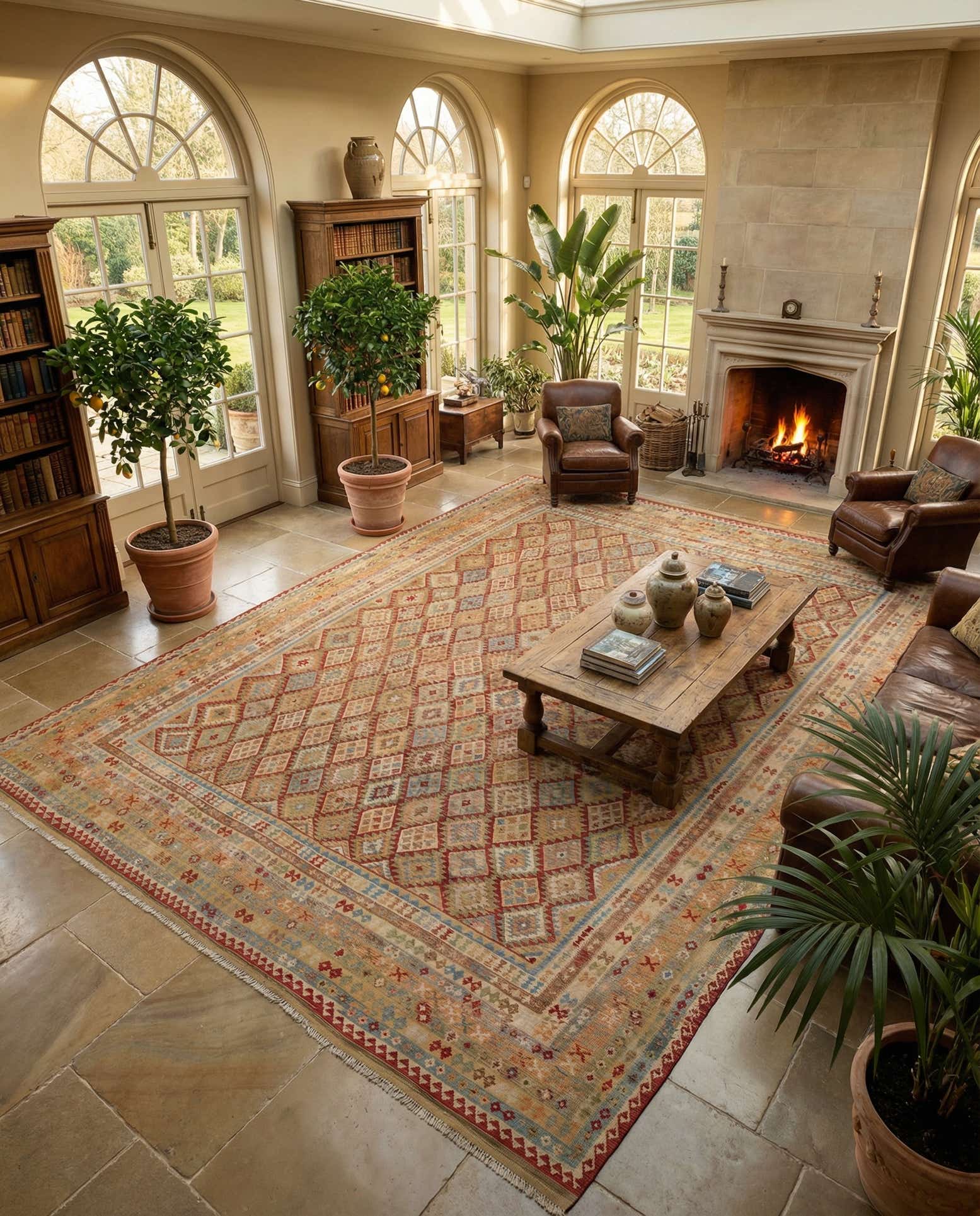 19' 10 x 25' 6 Hand Woven Kilim Maymana Wool Rug
