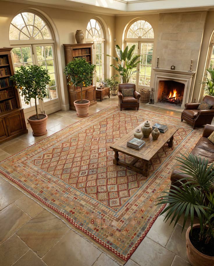 Detail image of 19' 10 x 25' 6 Hand Woven Kilim Maymana Wool Rug