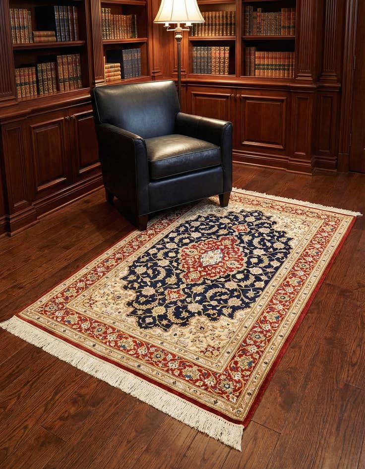 Detail image of 2' 7 x 4' Ghom Silk Rug