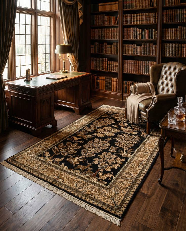 Detail image of 3' 5 x 5' 9 Ghom Silk Rug