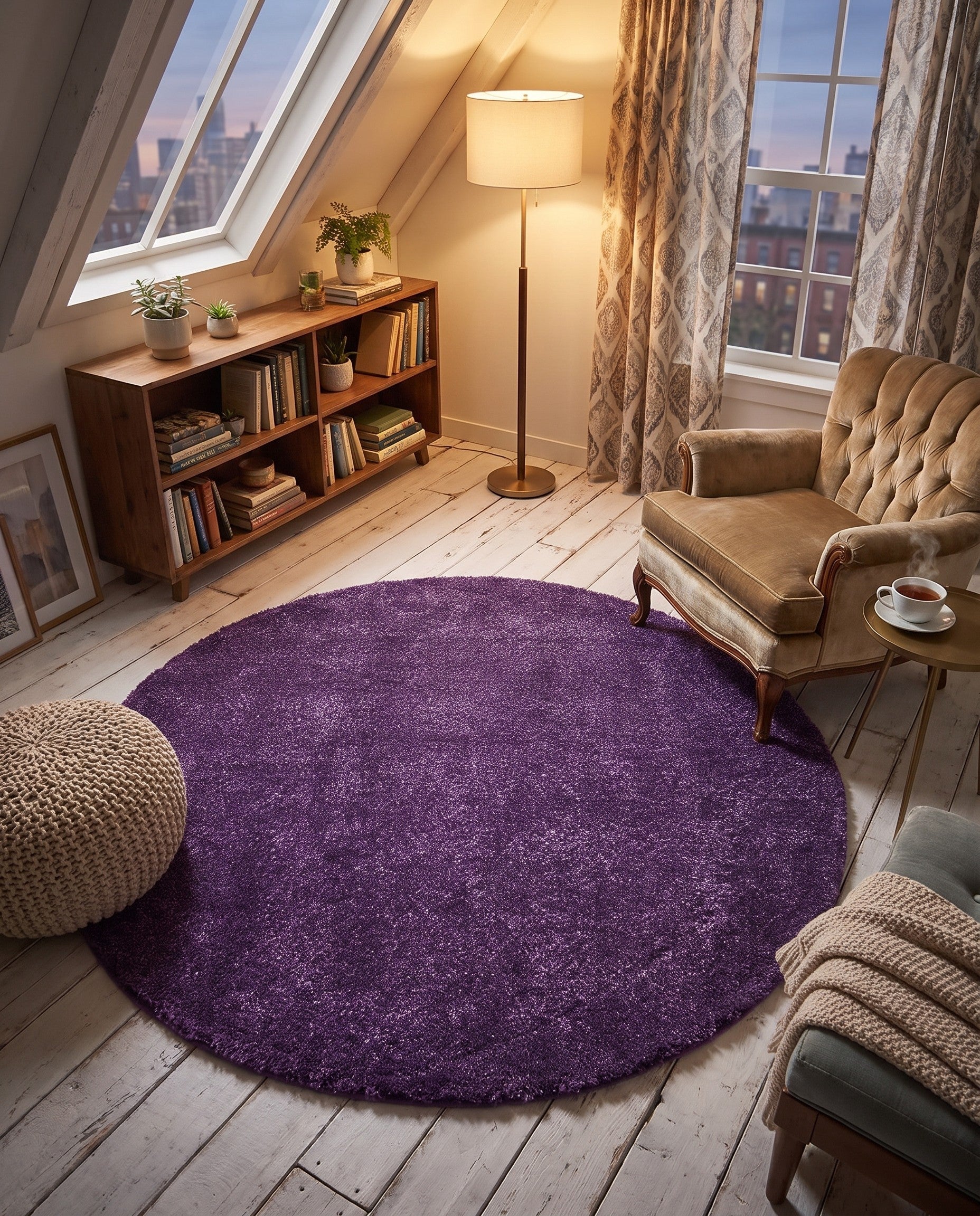 160cm x 160cm Solid Frieze Round Rug