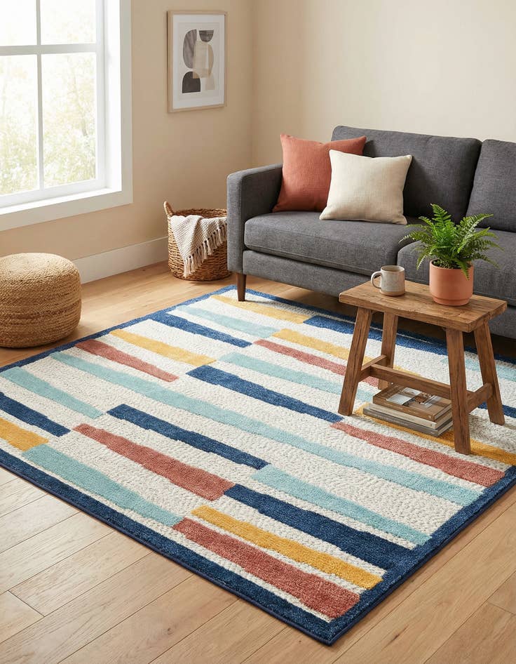 Detail image of 5' 3 x 5' 3 Washable Belize Indoor / Outdoor Square Rug