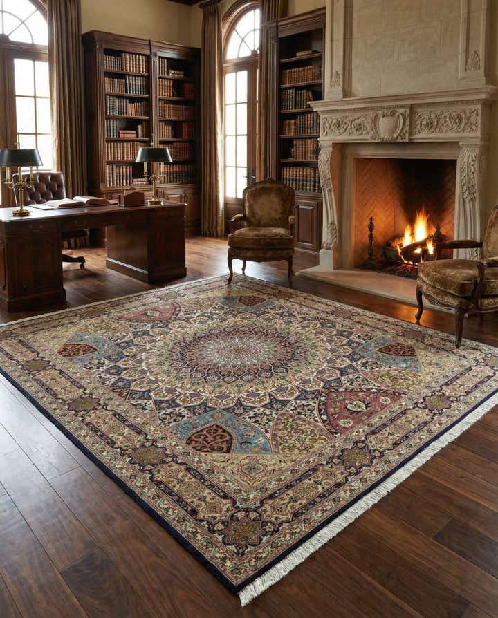 6' 8 x 8' 3 Hand Knotted Tabriz Persian Square Rug