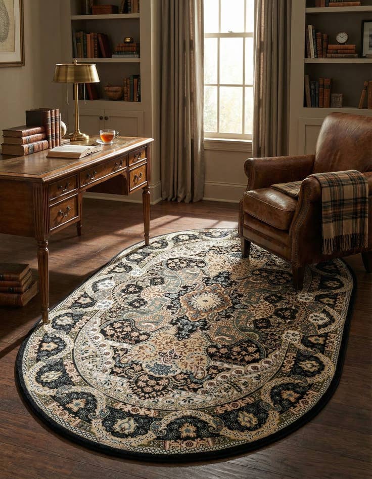 Detail image of 5' 3 x 8' Nain Design Oval Rug