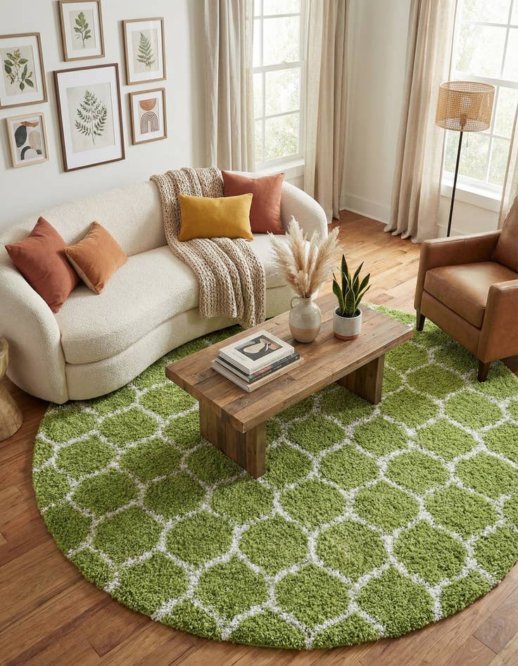 Detail image of 7' 10 x 7' 10 Trellis Shag Round Rug