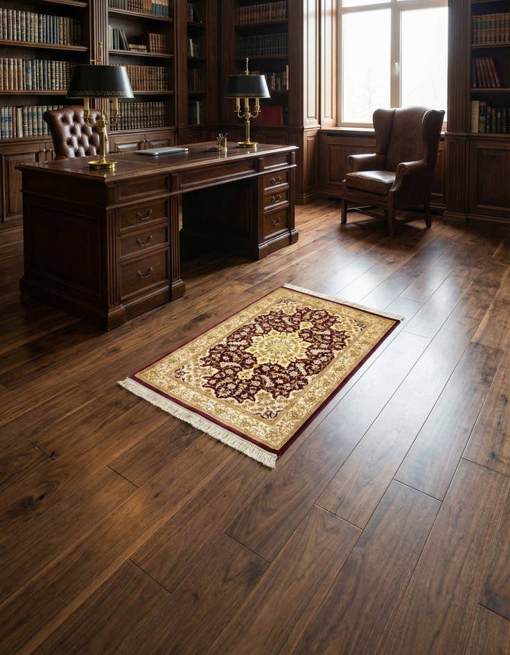 Detail image of 2' 7 x 3' 9 Ghom Silk Rug